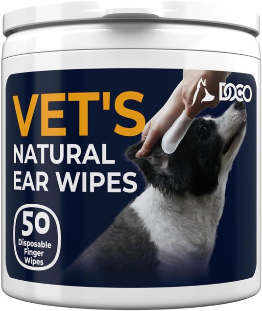 DOCO Dog Ear Wipes - All Natural Finger Veterinary Pet Ear