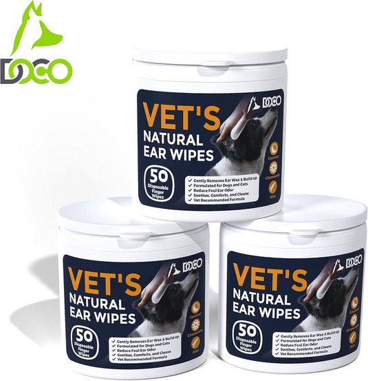 DOCO Dog Ear Wipes - All Natural Finger Veterinary Pet Ear